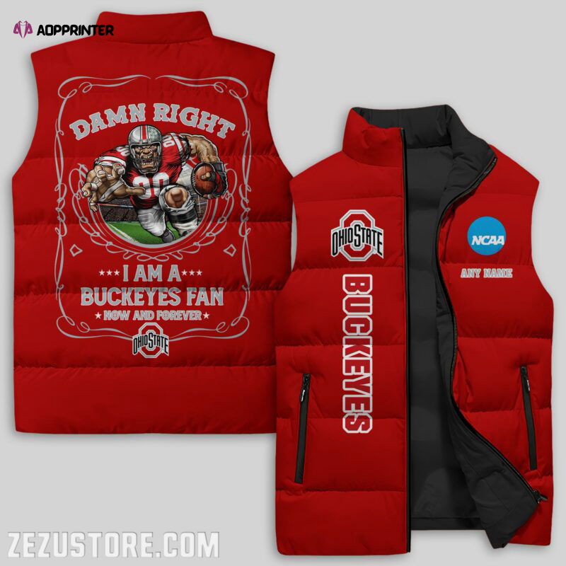 Ohio State Buckeyes NCAA Sleeveless Puffer Jacket Custom For Fans Gifts Ohio State Buckeyes NCAA Sleeveless Puffer Jacket Custom For Fans Gifts