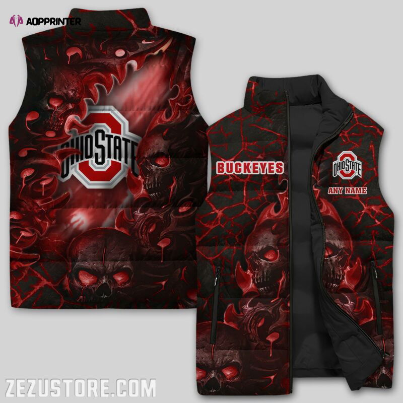 Ohio State Buckeyes Sleeveless Puffer Jacket Custom For Fans Gifts Ohio State Buckeyes Sleeveless Puffer Jacket Custom For Fans Gifts