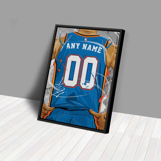 Oklahoma City Jersey NBA Personalized Jersey Custom Name and Number Canvas Wall Art  Print Home Decor Framed Poster Man Cave Gift