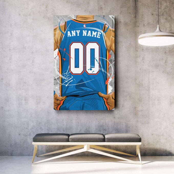 Oklahoma City Jersey NBA Personalized Jersey Custom Name and Number Canvas Wall Art  Print Home Decor Framed Poster Man Cave Gift