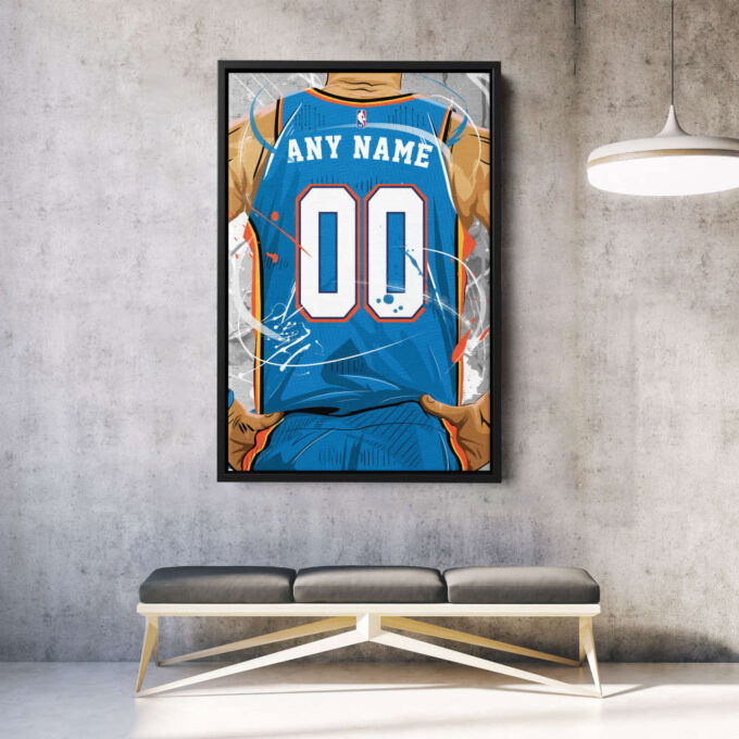 Oklahoma City Jersey NBA Personalized Jersey Custom Name and Number Canvas Wall Art  Print Home Decor Framed Poster Man Cave Gift