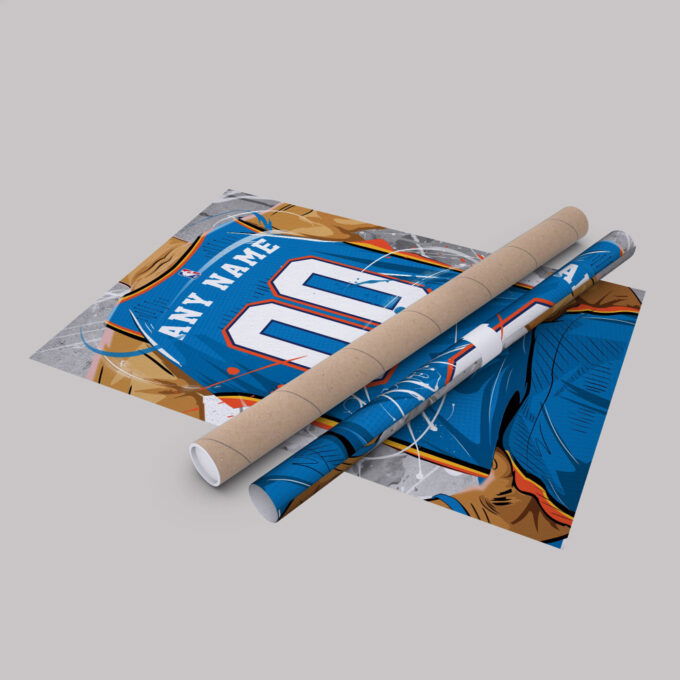Oklahoma City Jersey NBA Personalized Jersey Custom Name and Number Canvas Wall Art  Print Home Decor Framed Poster Man Cave Gift