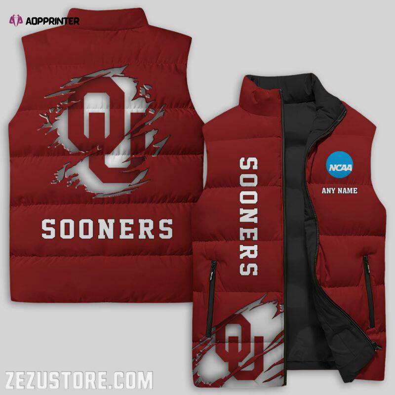 Oklahoma Sooners NCAA Sleeveless Puffer Jacket Custom For Fans Gifts Oklahoma Sooners NCAA Sleeveless Puffer Jacket Custom For Fans Gifts