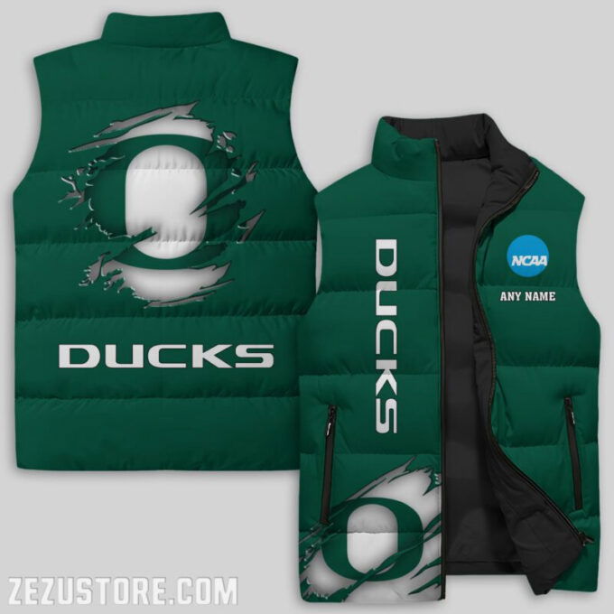 Oregon Ducks NCAA Sleeveless Puffer Jacket Custom For Fans Gifts