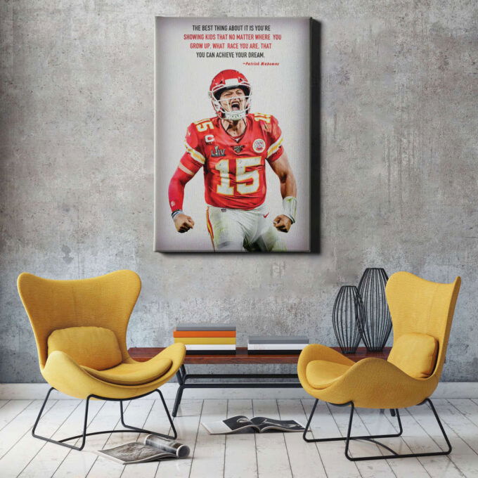 Patrick Mahomes Art Poster Quote Kansas City Chiefs Canvas Unique Design Wall Art Print Hand Made Ready to Hang Custom Design