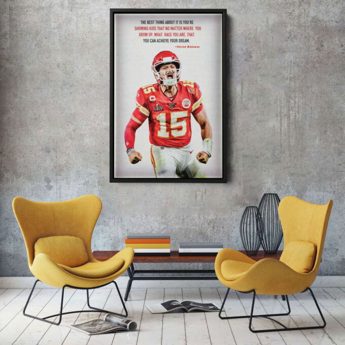 Patrick Mahomes Art Poster Quote Kansas City Chiefs Canvas Unique Design Wall Art Print Hand Made Ready to Hang Custom Design