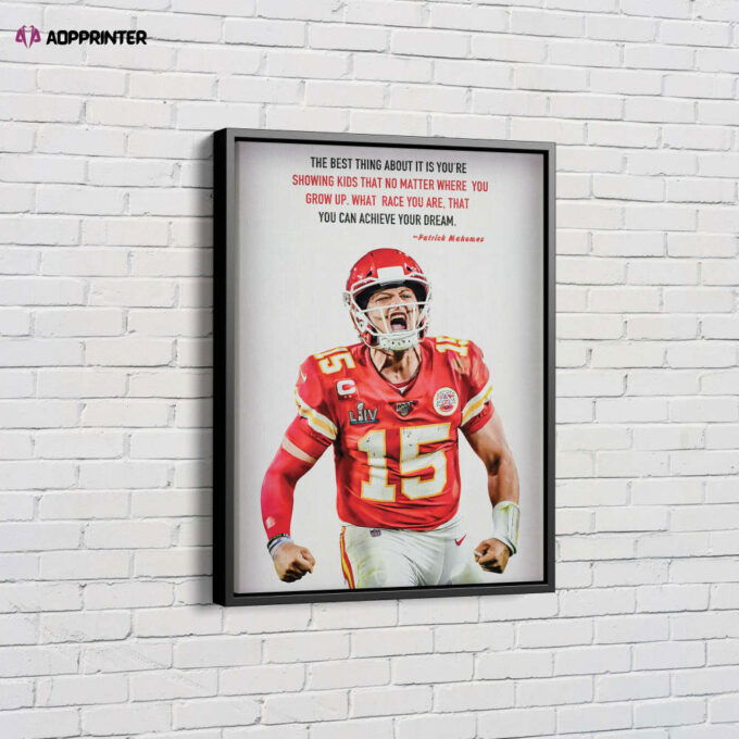 Patrick Mahomes Art Poster Quote Kansas City Chiefs Canvas Unique Design Wall Art Print Hand Made Ready to Hang Custom Design