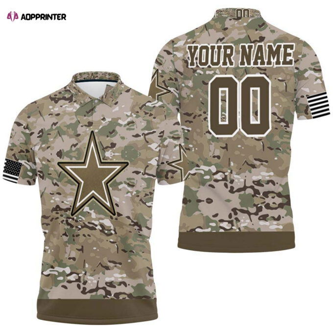 Personalized Dallas Cowboys Camouflage Pattern 3D Polo Shirt, Gift For Fan