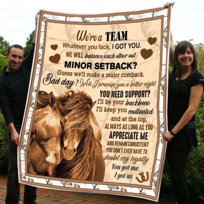 Personalized Horse Couple We’re a Team You Got Me I Got Us Blanket