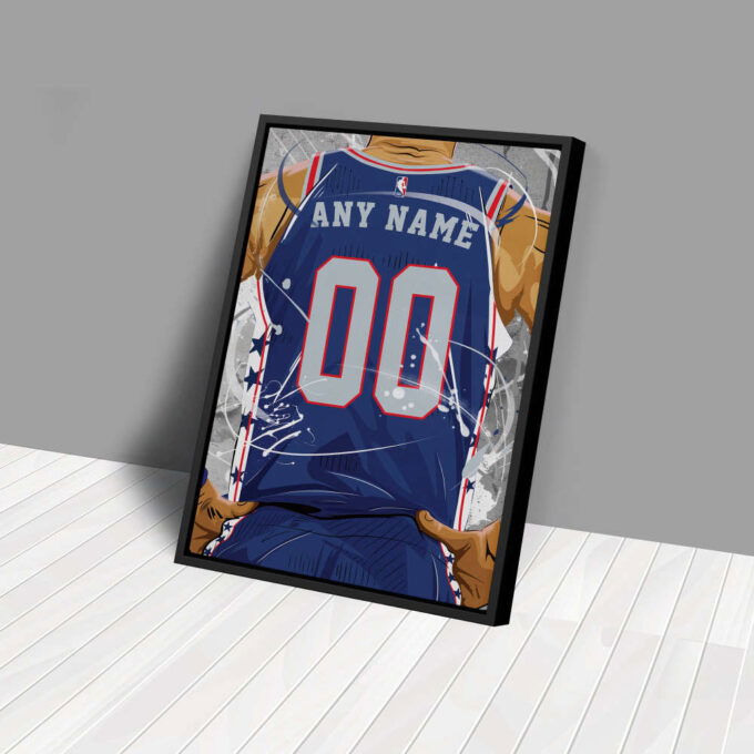 Philadelphia 76ers Jersey NBA Personalized Jersey Custom Name and Number Canvas Wall Art  Print Home Decor Framed Poster Man Cave Gift