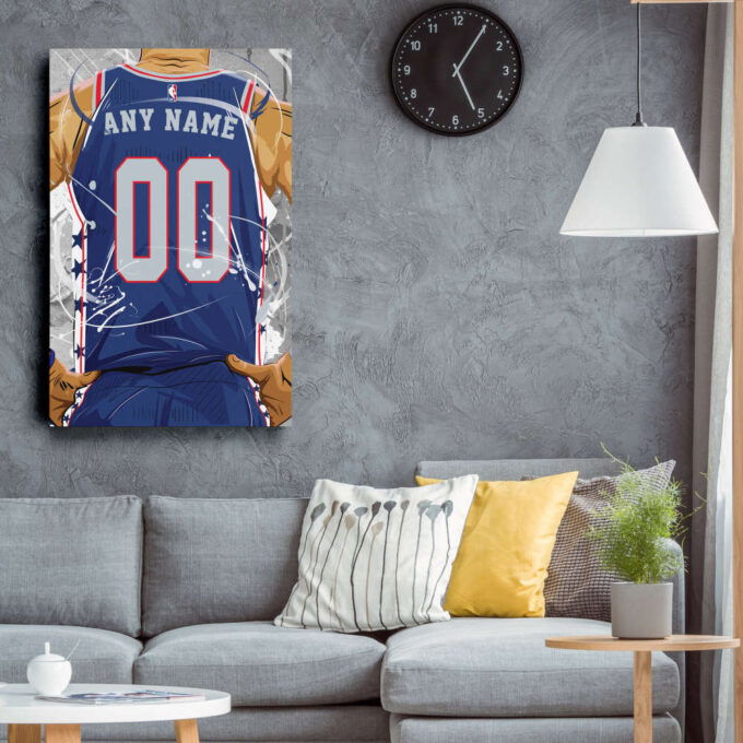 Philadelphia 76ers Jersey NBA Personalized Jersey Custom Name and Number Canvas Wall Art  Print Home Decor Framed Poster Man Cave Gift