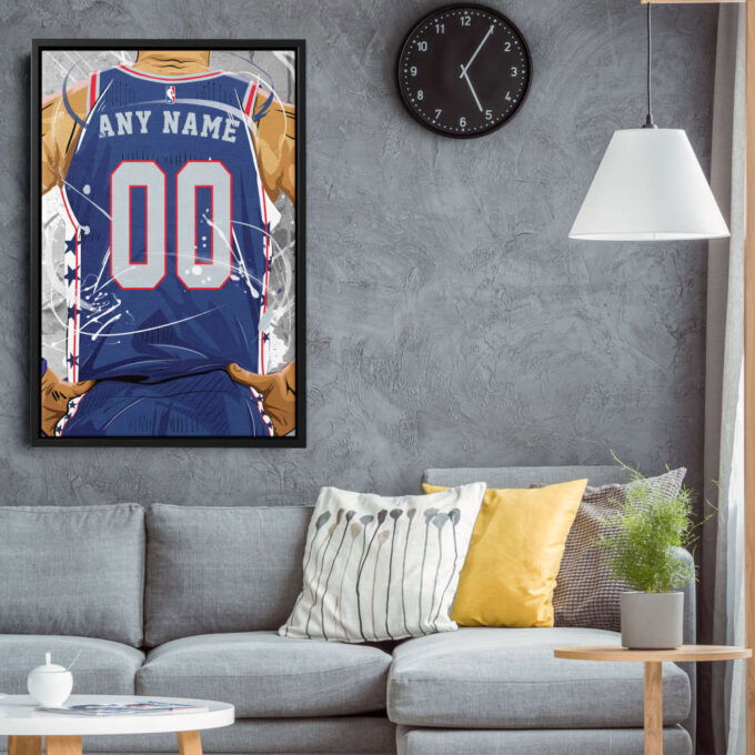 Philadelphia 76ers Jersey NBA Personalized Jersey Custom Name and Number Canvas Wall Art  Print Home Decor Framed Poster Man Cave Gift