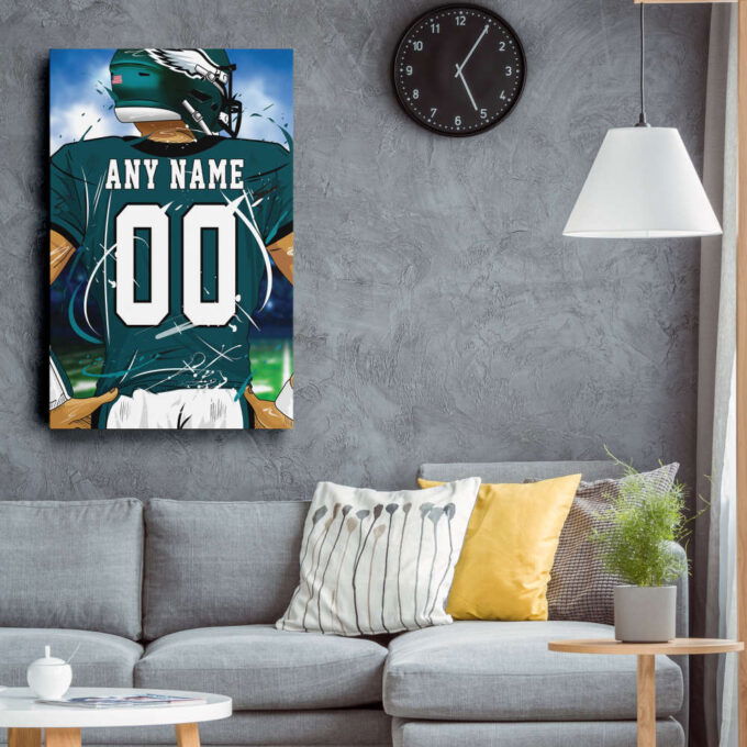 Philadelphia Eagles Jersey NFL Personalized Jersey Custom Name and Number Canvas Wall Art  Print Home Decor Framed Poster Man Cave Gift