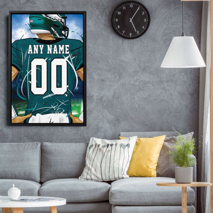 Philadelphia Eagles Jersey NFL Personalized Jersey Custom Name and Number Canvas Wall Art  Print Home Decor Framed Poster Man Cave Gift