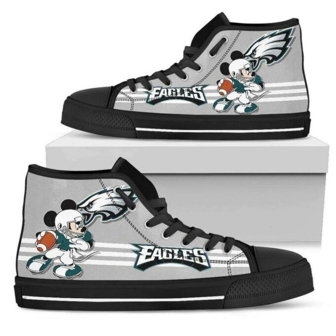 Philadelphia Eagles Nfl Football Mickey Mouse Custom Canvas High Top Shoes