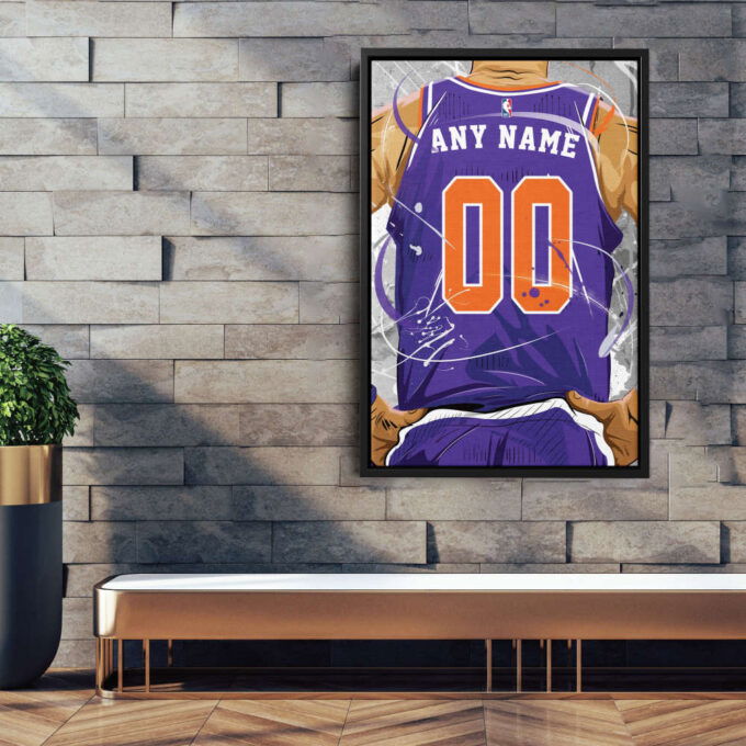 Phoenix Suns Jersey NBA Personalized Jersey Custom Name and Number Canvas Wall Art  Print Home Decor Framed Poster Man Cave Gift