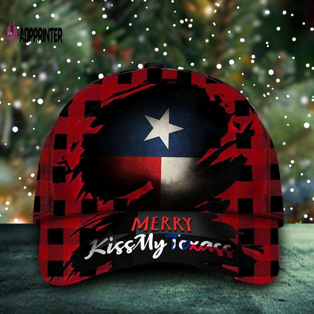 Plaid Buffalo Merry Kiss My Texass Hat Christmas Holiday Texas State Flag Cap Unqiue Gift Plaid Buffalo Merry Kiss My Texass Hat Christmas Holiday Texas State Flag Cap Unqiue Gift
