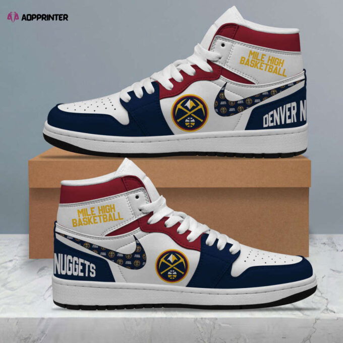 Premium Denver Nuggets Shoes Air Jordan 1 Sneakers High Top For Fans