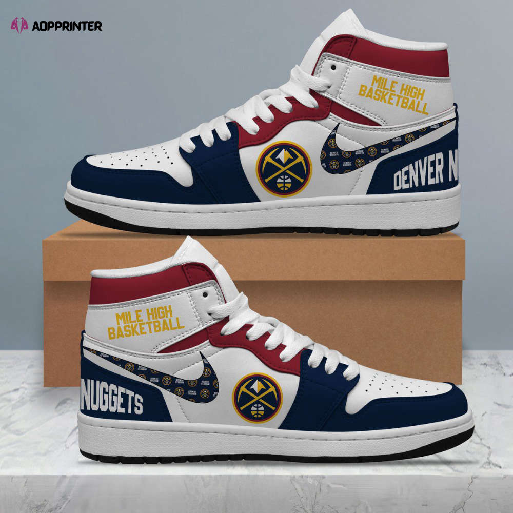 Premium Denver Nuggets Shoes Air Jordan 1 Sneakers High Top For Fans Premium Denver Nuggets Shoes Air Jordan 1 Sneakers High Top For Fans
