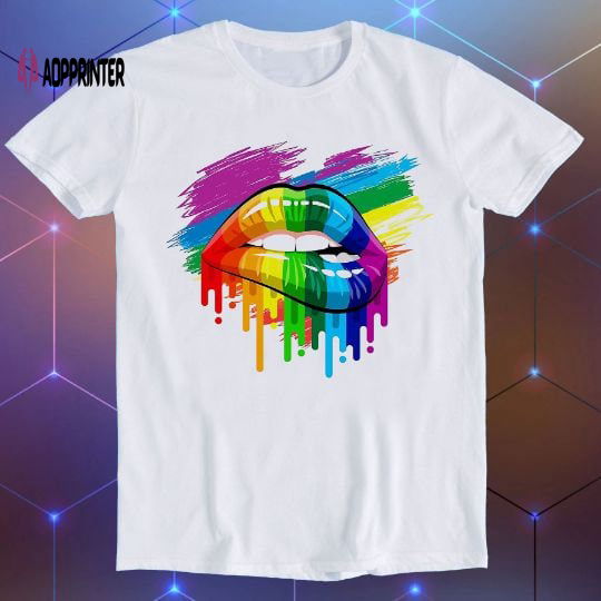 Rainbow Pride Lips Lgbt Proud Gay Soho London Art Funny Gift T Shirt E45 Rainbow Pride Lips Lgbt Proud Gay Soho London Art Funny Gift T Shirt E45