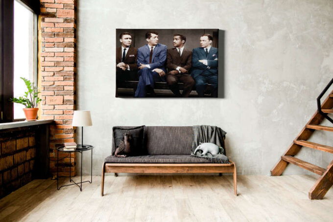 Rat Pack Music Band Dean Martin, Sammy Davis Jr Canvas Unique Design Wall Art Print Hand Made Ready to Hang Custom Design