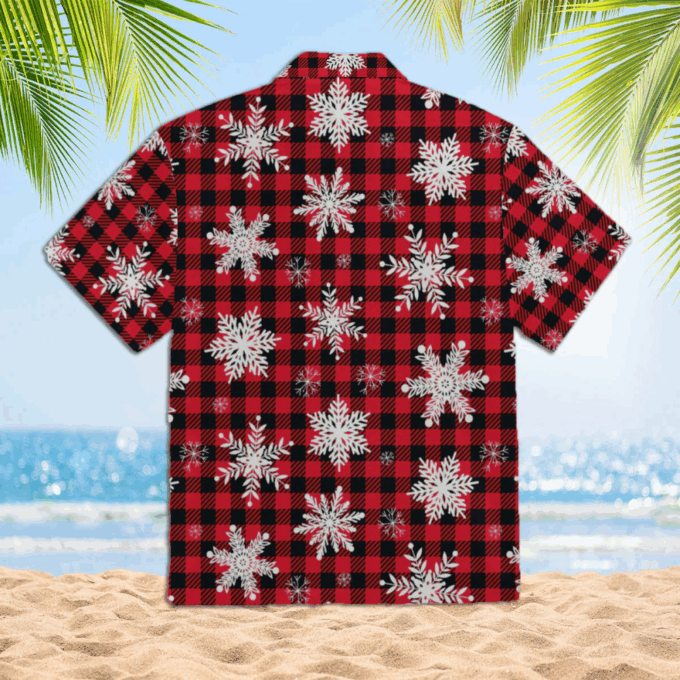 Retro Xmas Snowflakes On Buffalo Plaid Pattern Hawaiian Shirt | For Men & Women | WT7235