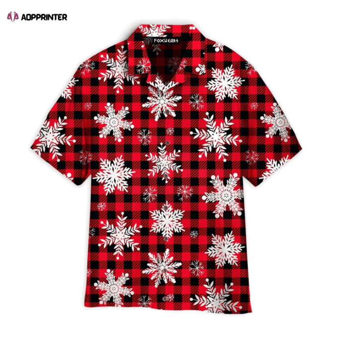 Retro Xmas Snowflakes On Buffalo Plaid Pattern Hawaiian Shirt | For Men & Women | WT7235