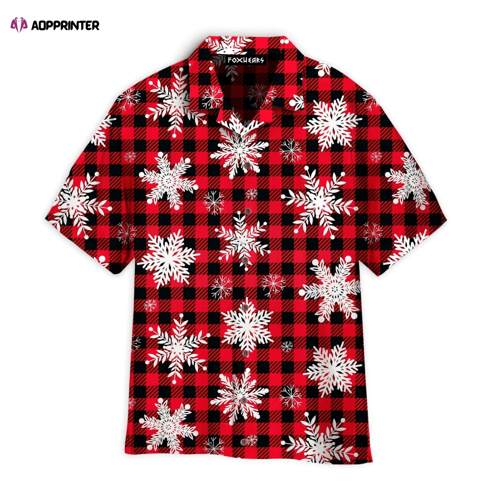 Retro Xmas Snowflakes On Buffalo Plaid Pattern Hawaiian Shirt | For Men & Women | WT7235 Retro Xmas Snowflakes On Buffalo Plaid Pattern Hawaiian Shirt | For Men & Women | WT7235
