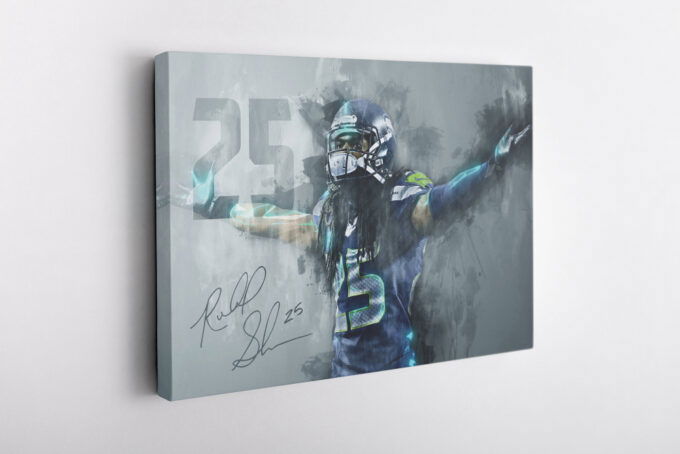 Richard Sherman Signed Poster Seattle Seahawks Canvas Unique Design Wall Art Print Hand Made Ready to Hang Custom Design