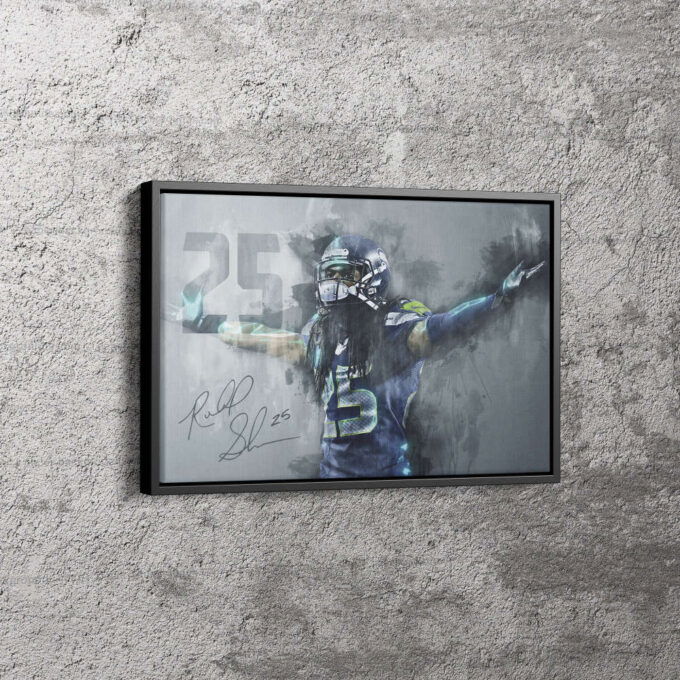 Richard Sherman Signed Poster Seattle Seahawks Canvas Unique Design Wall Art Print Hand Made Ready to Hang Custom Design
