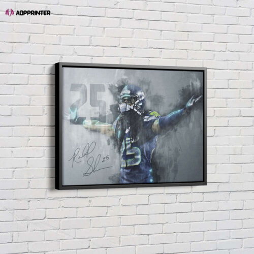 Richard Sherman Signed Poster Seattle Seahawks Canvas Unique Design Wall Art Print Hand Made Ready to Hang Custom Design