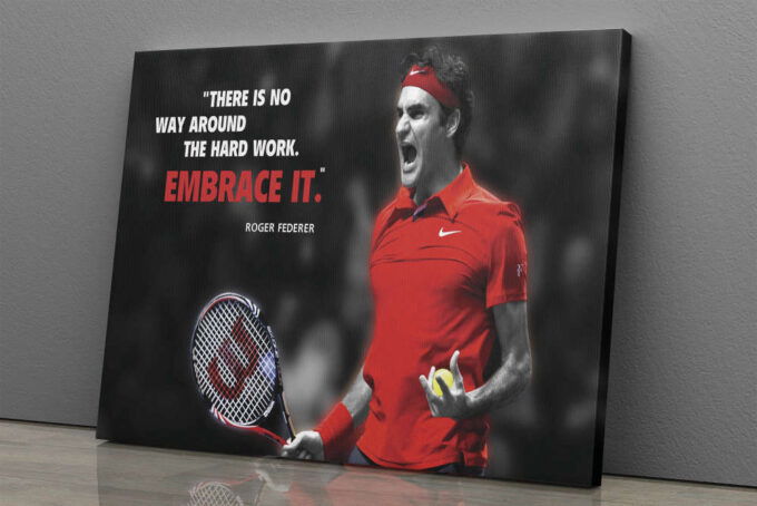 Roger Federer Quote Poster Tennis Canvas Unique Design Wall Art Print Hand Made Ready to Hang Custom Design