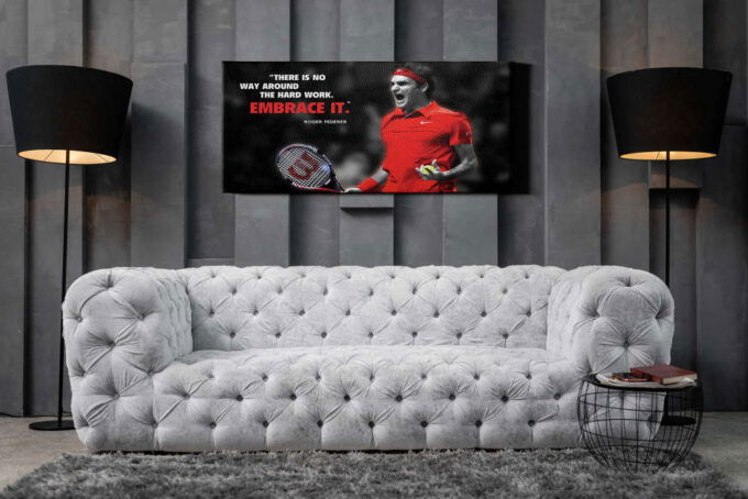 Roger Federer Quote Poster Tennis Canvas Unique Design Wall Art Print Hand Made Ready to Hang Custom Design
