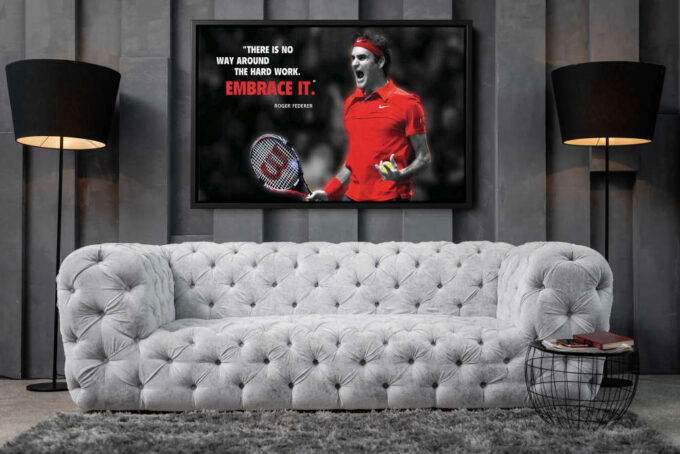 Roger Federer Quote Poster Tennis Canvas Unique Design Wall Art Print Hand Made Ready to Hang Custom Design