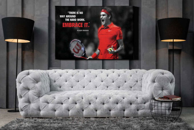 Roger Federer Quote Poster Tennis Canvas Unique Design Wall Art Print Hand Made Ready to Hang Custom Design