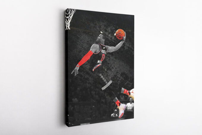 Russell Westbrook Poster Oklahoma City Thunders Basketball Canvas Unique Design Wall Art Print Hand Made Ready to Hang Custom Design