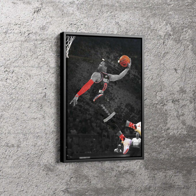 Russell Westbrook Poster Oklahoma City Thunders Basketball Canvas Unique Design Wall Art Print Hand Made Ready to Hang Custom Design