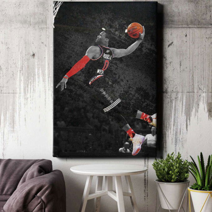 Russell Westbrook Poster Oklahoma City Thunders Basketball Canvas Unique Design Wall Art Print Hand Made Ready to Hang Custom Design