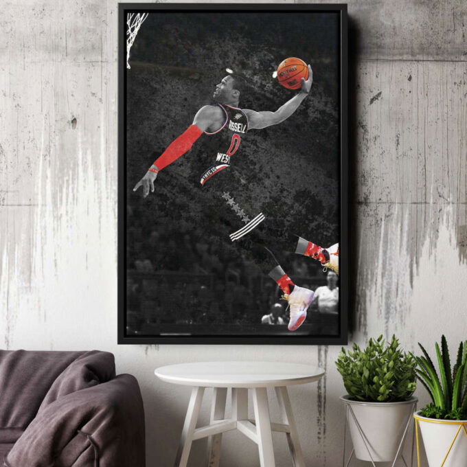 Russell Westbrook Poster Oklahoma City Thunders Basketball Canvas Unique Design Wall Art Print Hand Made Ready to Hang Custom Design