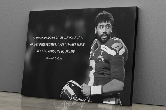 Russell Wilson Quote Poster Black and White Seattle Seahawks Canvas Unique Design Wall Art Print Hand Made Ready to Hang Custom Design