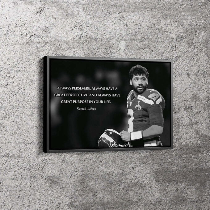 Russell Wilson Quote Poster Black and White Seattle Seahawks Canvas Unique Design Wall Art Print Hand Made Ready to Hang Custom Design