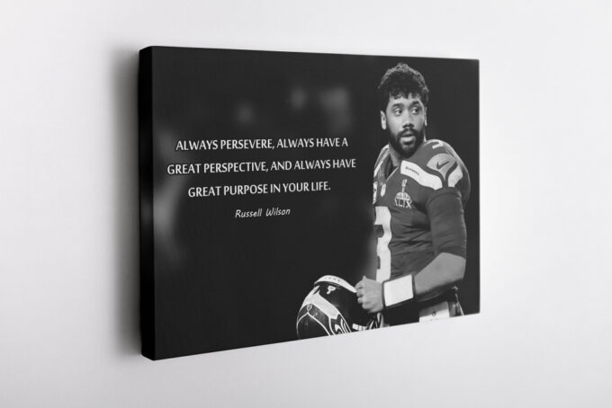 Russell Wilson Quote Poster Black and White Seattle Seahawks Canvas Unique Design Wall Art Print Hand Made Ready to Hang Custom Design