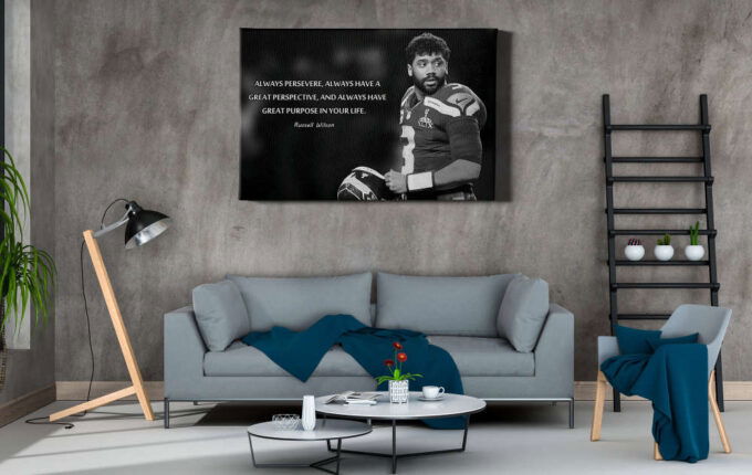 Russell Wilson Quote Poster Black and White Seattle Seahawks Canvas Unique Design Wall Art Print Hand Made Ready to Hang Custom Design