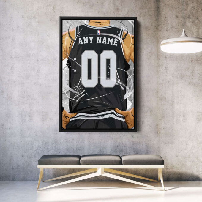 San Antonio Spurs Jersey NBA Personalized Jersey Custom Name and Number Canvas Wall Art  Print Home Decor Framed Poster Man Cave Gift