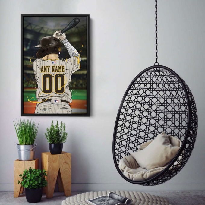 San Diego Padres Jersey MLB Personalized Jersey Custom Name and Number Canvas Wall Art Print Home Decor Framed Poster Man Cave Gift