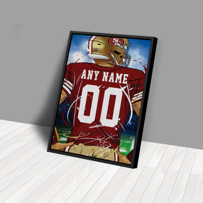 San Francisco 49ers Jersey NFL Personalized Jersey Custom Name and Number Canvas Wall Art  Print Home Decor Framed Poster Man Cave Gift