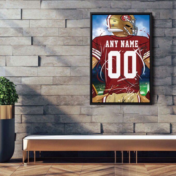 San Francisco 49ers Jersey NFL Personalized Jersey Custom Name and Number Canvas Wall Art  Print Home Decor Framed Poster Man Cave Gift