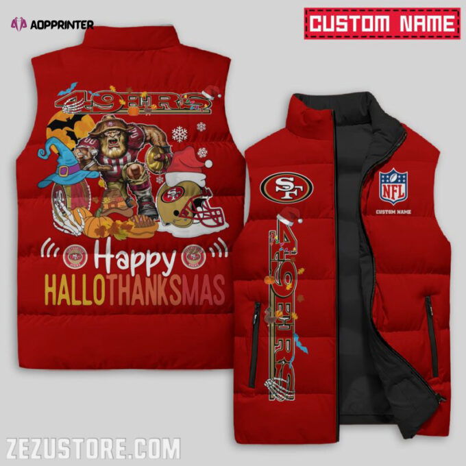 San Francisco 49ers NFL Sleeveless Puffer Jacket Custom For Fans Gifts