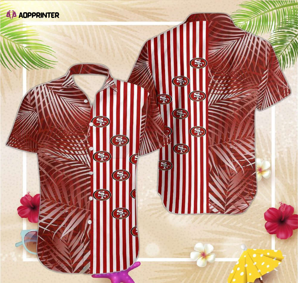 San Francisco 49ers Palm Leaves And Stripes NFL Gift For Fan Hawaii Sh San Francisco 49ers Palm Leaves And Stripes NFL Gift For Fan Hawaii Sh