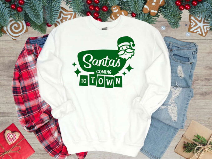 Santa’s Coming To Town Sweatshirt Christmas Shirt Christmas Sweatshirt Custom Family Christmas Shirt Santa  Sweatshirt Christmas Gift